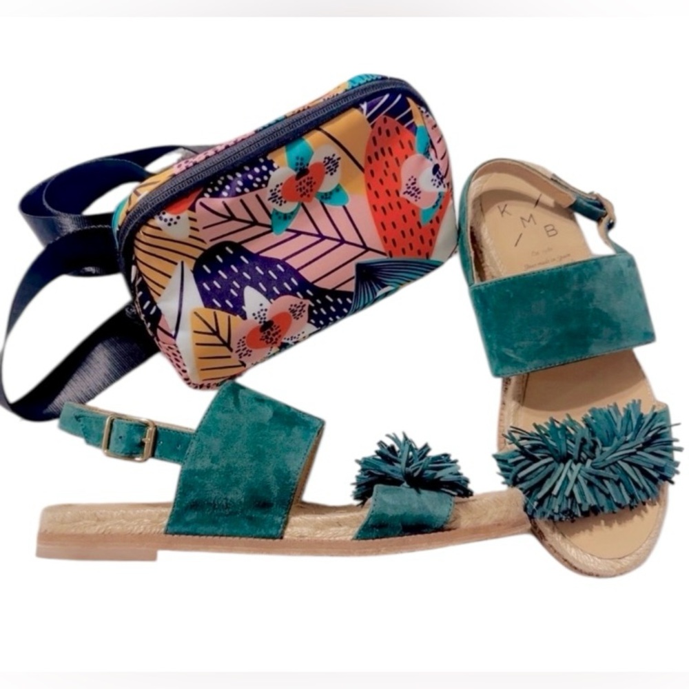 KMB Suede Fringe Slingback Sandals By Anthropologie 7.5 & NWT SHEDRAIN BELT BAG